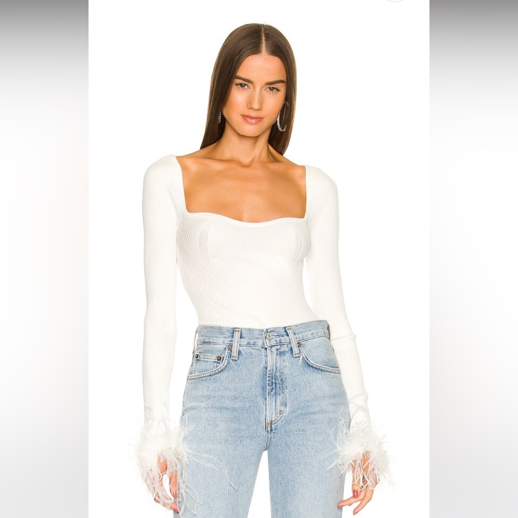 Kinsley Feather Trim Top In Ivory Lovers And Friends